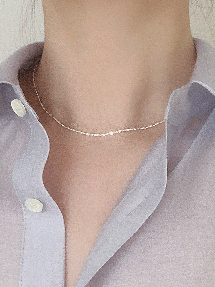 925 silver cube point necklace (이태리체인/+16k gold plating)