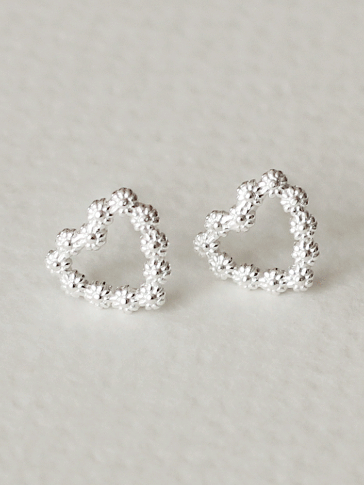 925 silver flower heart earring