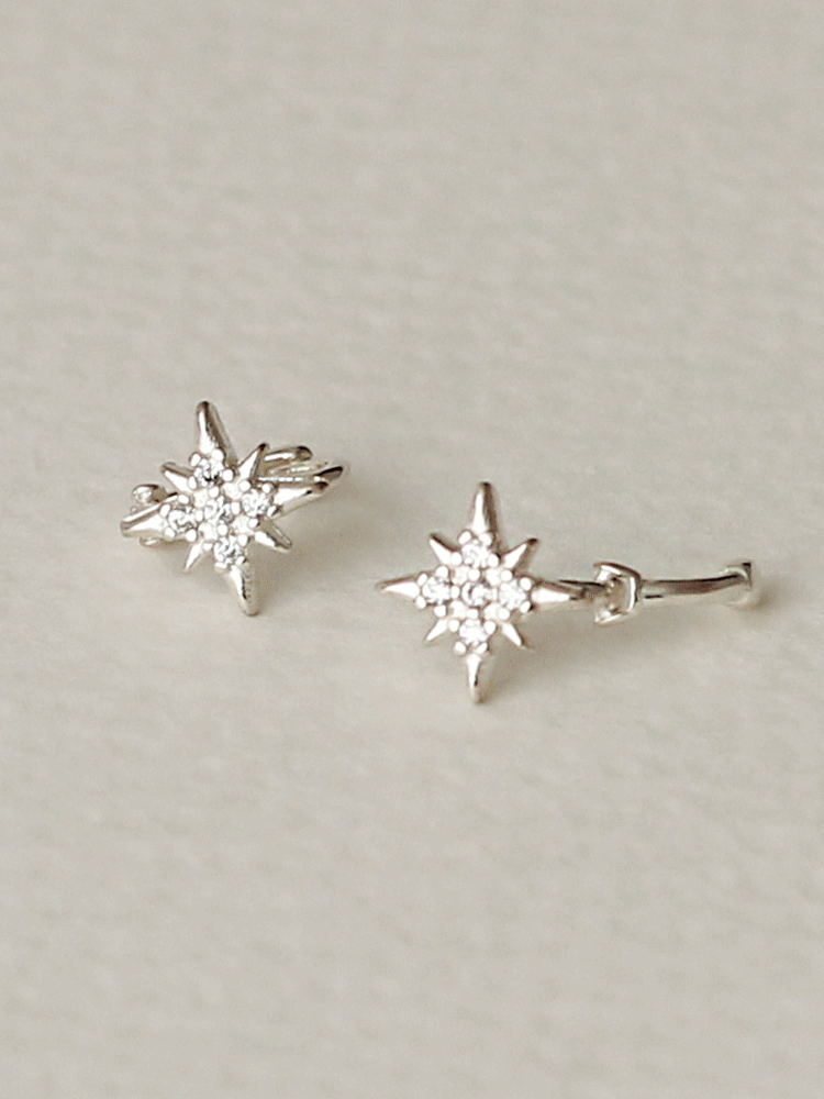 925 silver shining one-touch earring (원터치)
