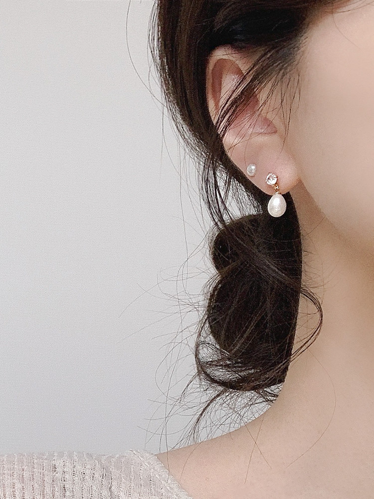 basic cubic pearl earring (담수진주) (귀걸이/귀찌) 10차 재입고