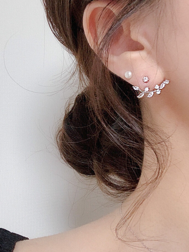 [*주문폭주] sofia cubic leaf earring (은침/투웨이) 15차 재입고