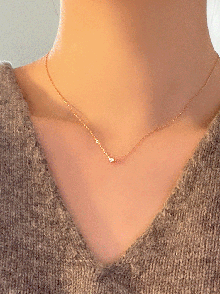 [*무배] 925 silver mini cubic necklace (rose gold) (시그니티) 12차