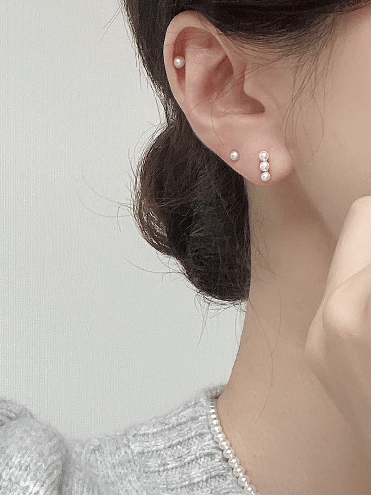 [*당일] 925 silver 3 pearl earring (스왈진주)