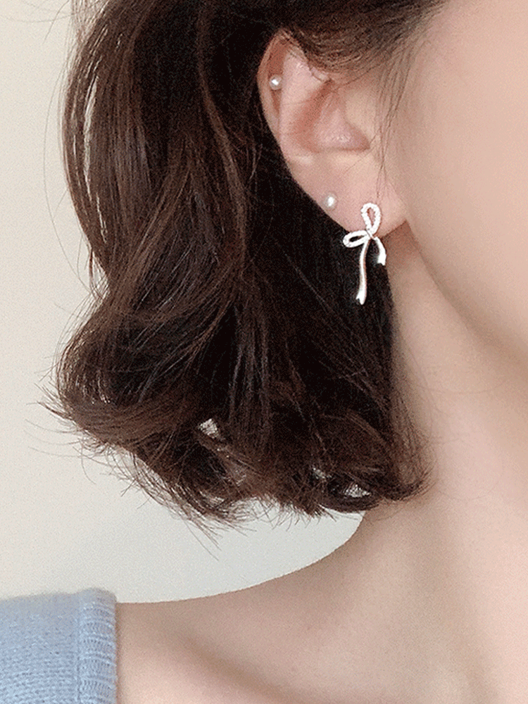 [*당일/무배] 925 silver cubic long ribbon earring
